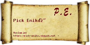 Pick Enikő névjegykártya